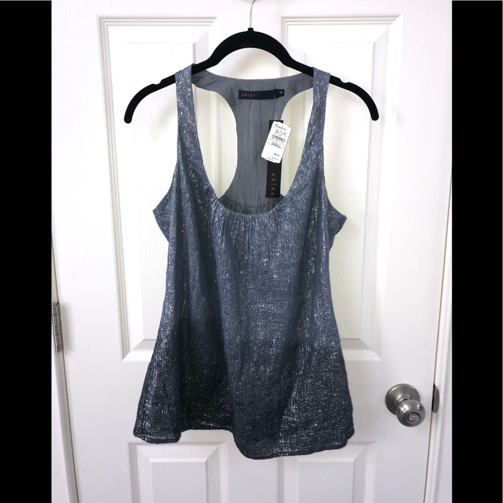 Akiko Racerback Tank Top Metallic Grey Small